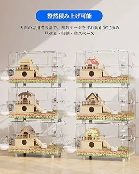 Amazon | ハムスター ケージ 大きい 60cm 透明 ルーミィ 仕切り 2階