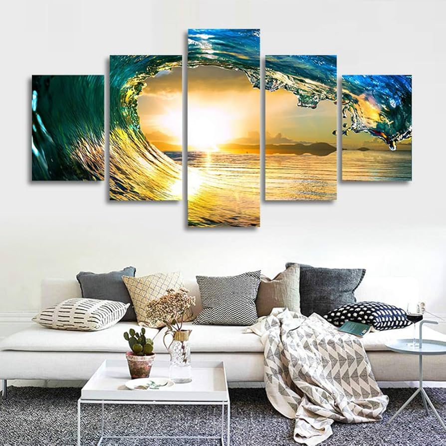 Amazon.co.jp: Lift Gatherアートパネル 木枠付きの完成品 朝日 逆巻く