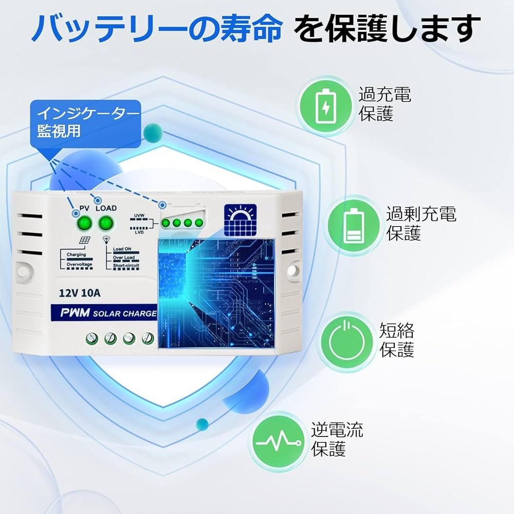 Amazon | ECO-WORTHY 単結晶 12Vソーラーパネル 25W +10Aチャージー