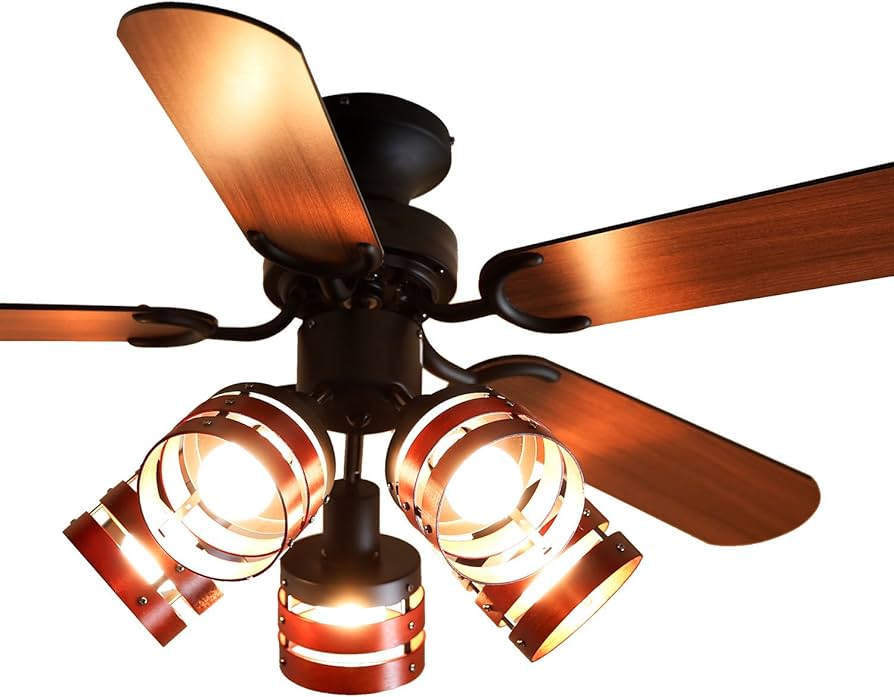 モダン ブラック シーリングファンライト 5灯 モダンシーリングファン