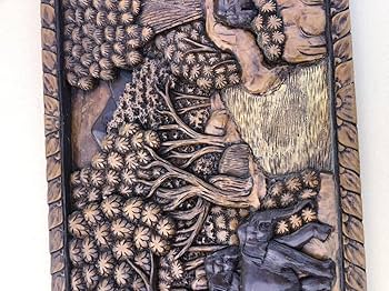 Amazon.co.jp: アジアンテイスト木彫り一枚板レリーフ壁掛け約102cm