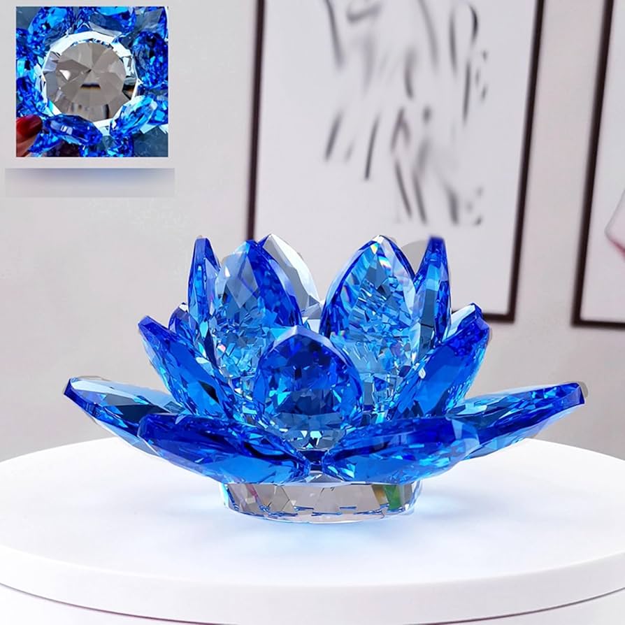 Amazon.co.jp: 蓮の花 クリスタル ガラス 置物 ヒーリング インテリア