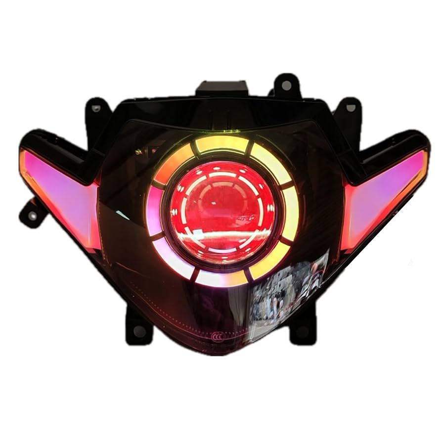 アドレスv125G 青赤イカリングヘッドライト +デビルマスクブラック