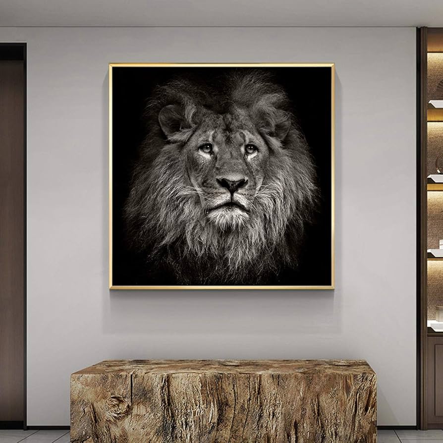 絵画 アクリル絵 額縁 キャンバス ライオン 動物 原画 ライオン 絵画