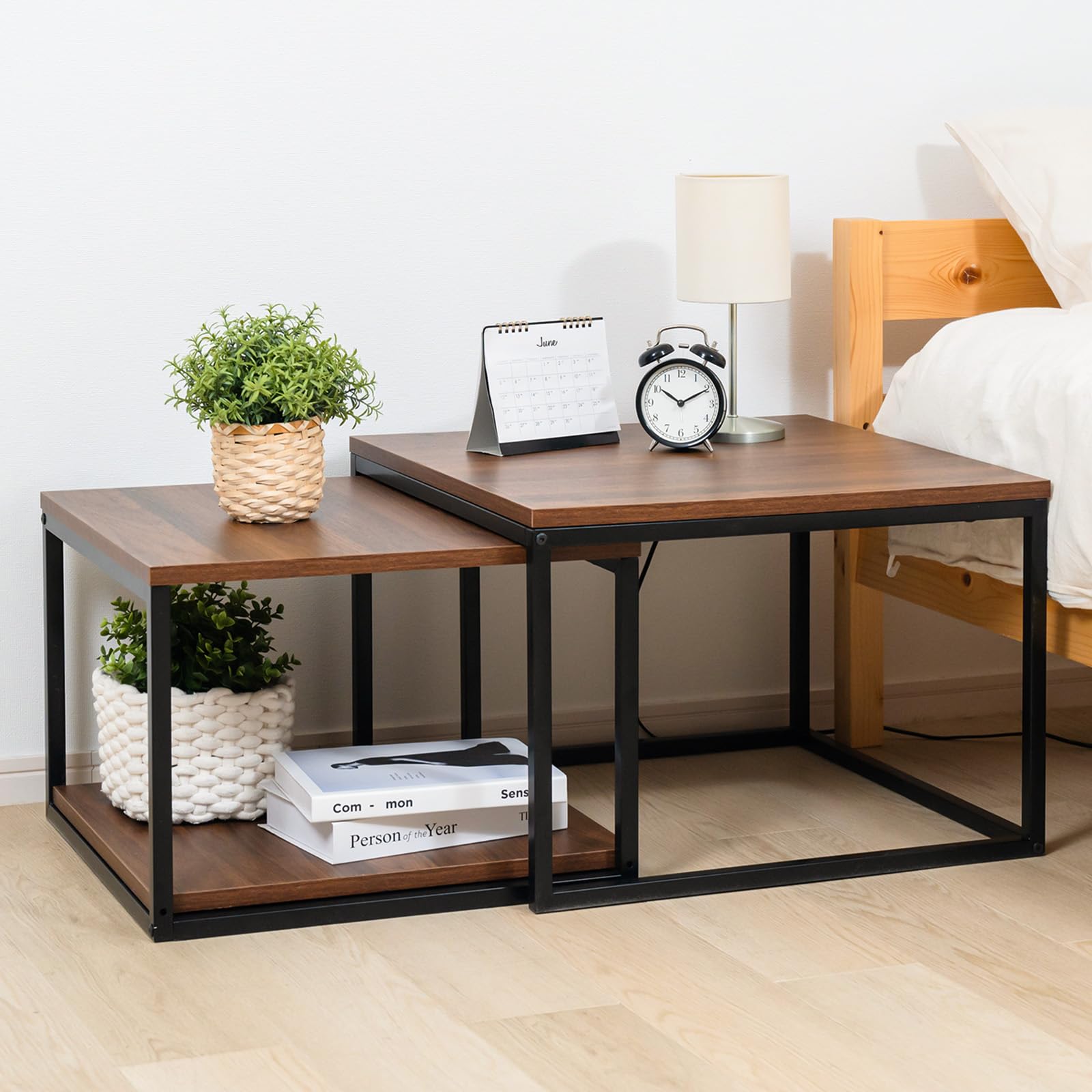 英国アンティーク木製ネストテーブル3台set/収納式机/飾り棚(84-193)