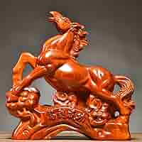 豪華】 木製像 暴れ馬一刀彫り 置き物 オブジェ 豪華】 木製像 暴れ馬