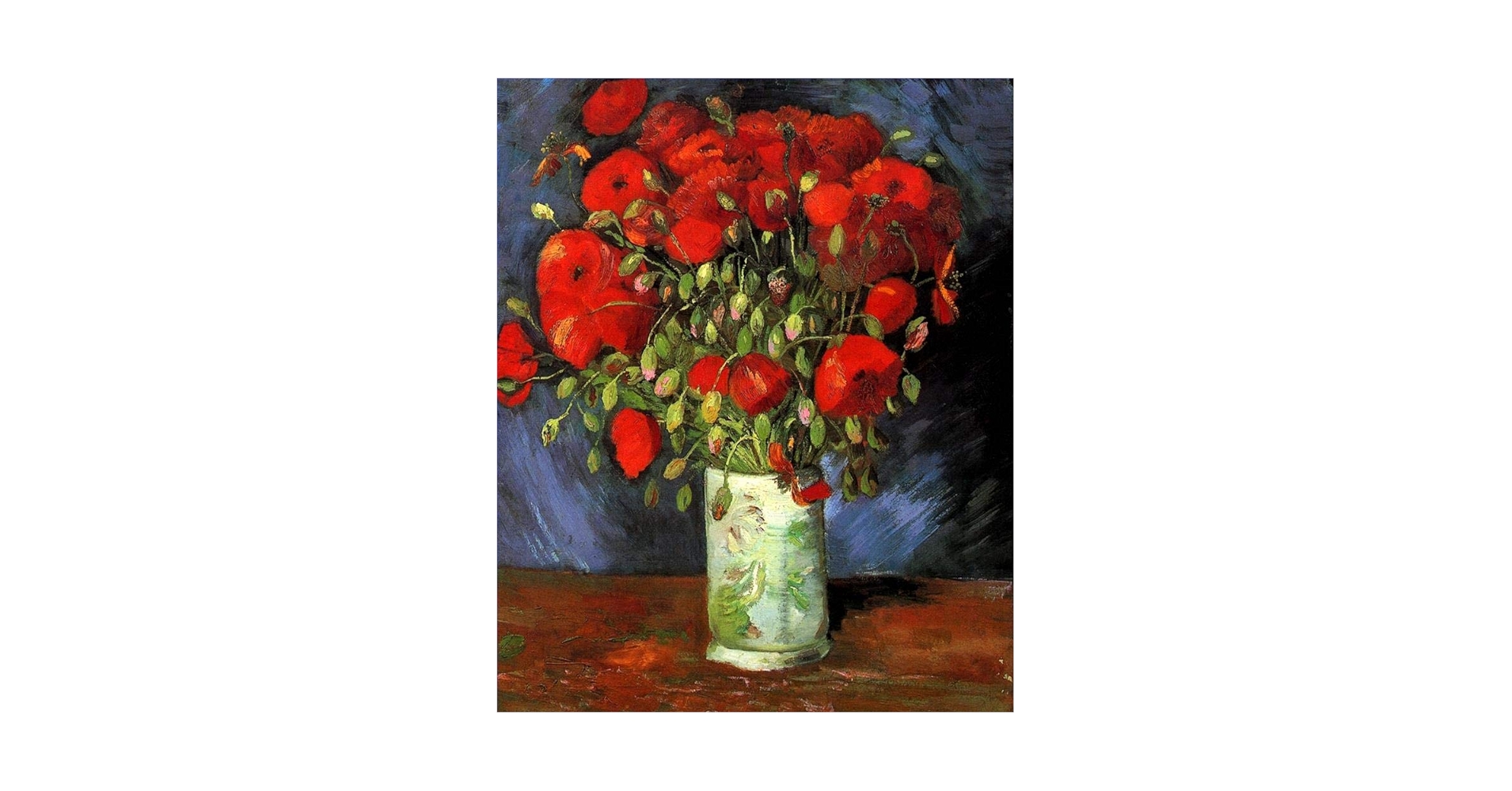 キャンバス油絵 専用 赤い花をたくさん入れた飛び跳ねそうな花瓶