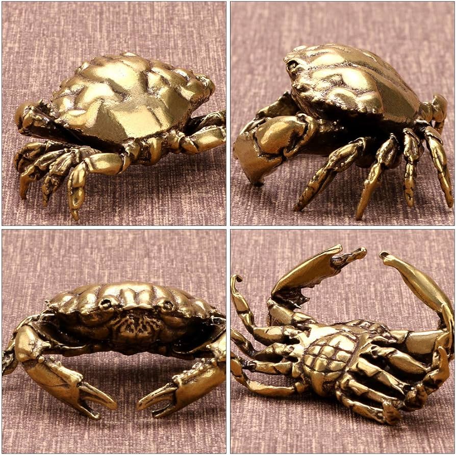 Amazon.co.jp: 蟹の置物 真鍮製 カニ 置物 リアル カニ オブジェ 装飾
