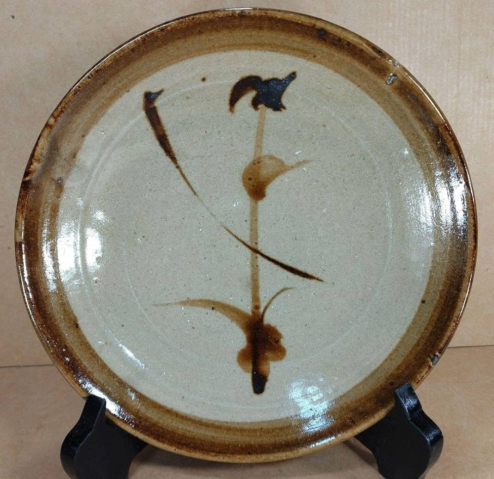 陶芸家 人間国宝 濱田庄司 浜田庄司 ？ 鉄絵 トウキビ文 丸皿 三寸皿 2