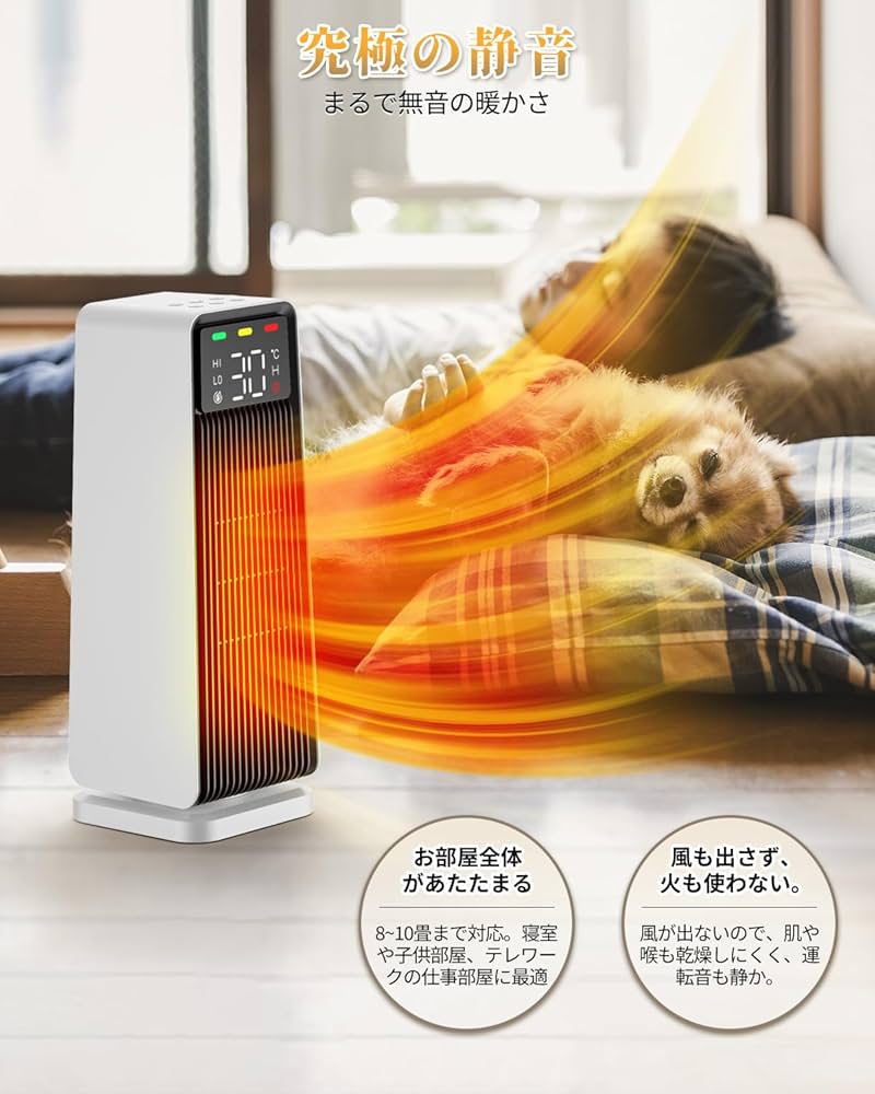 Amazon | セラミックヒーター 【人感センサー＆ECO節電対策＆冷風・温