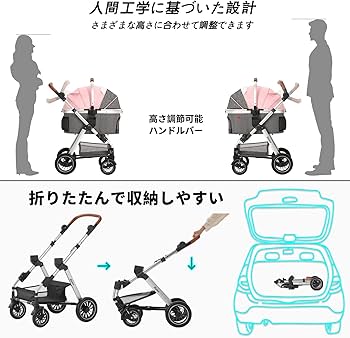 Amazon.co.jp: Blahoo ペットカート 分離型 4輪 ペットバギー 3way