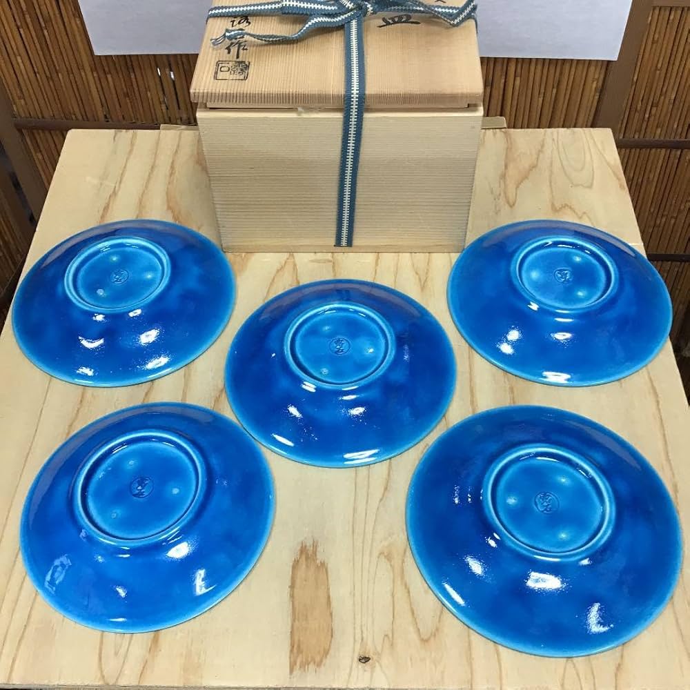 Amazon.co.jp: 茶道具 菓子器 浅黄交趾 菓子器 銘々皿 5客 赤沢露石 造