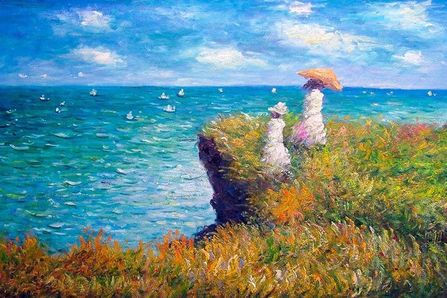 Amazon.co.jp: クロード・モネ 崖の上のプロムナード 印象派アート