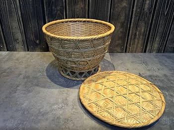 Amazon.co.jp: 竹編籠飯器朝茶事竹飯器直径24.0㎝夏用飯器懐石竹工芸木