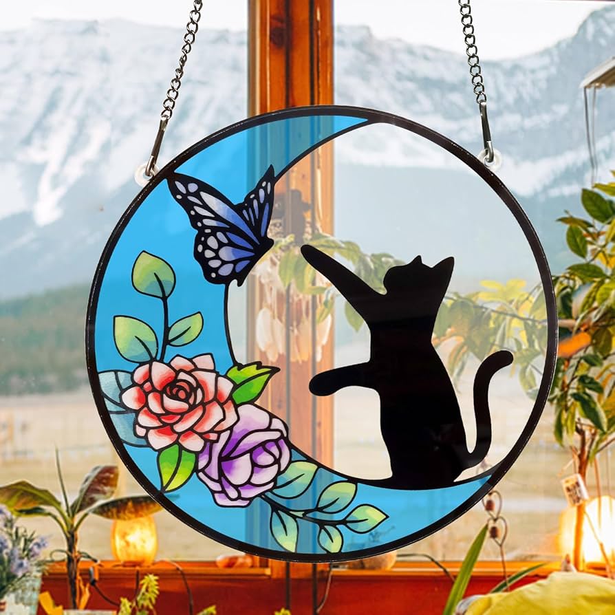 アメリカ ステンドグラス Cat 猫シカゴ美術館グラスマスターズ社