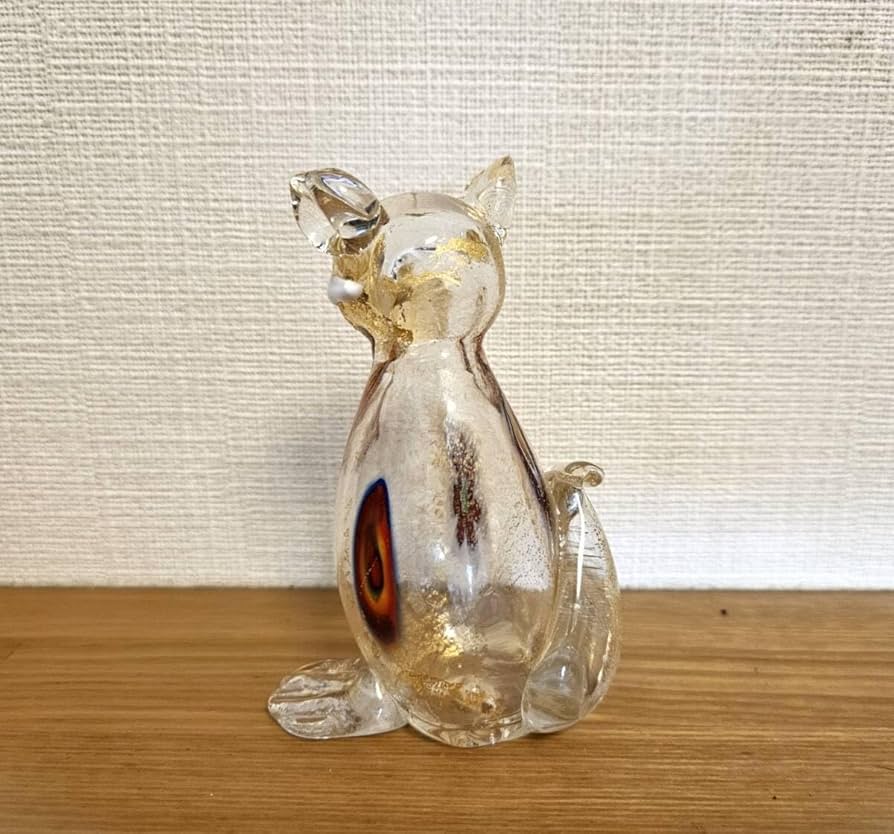 ベネチアンガラス Murano ムラノ ムラーノ 猫 キャット 2点セット