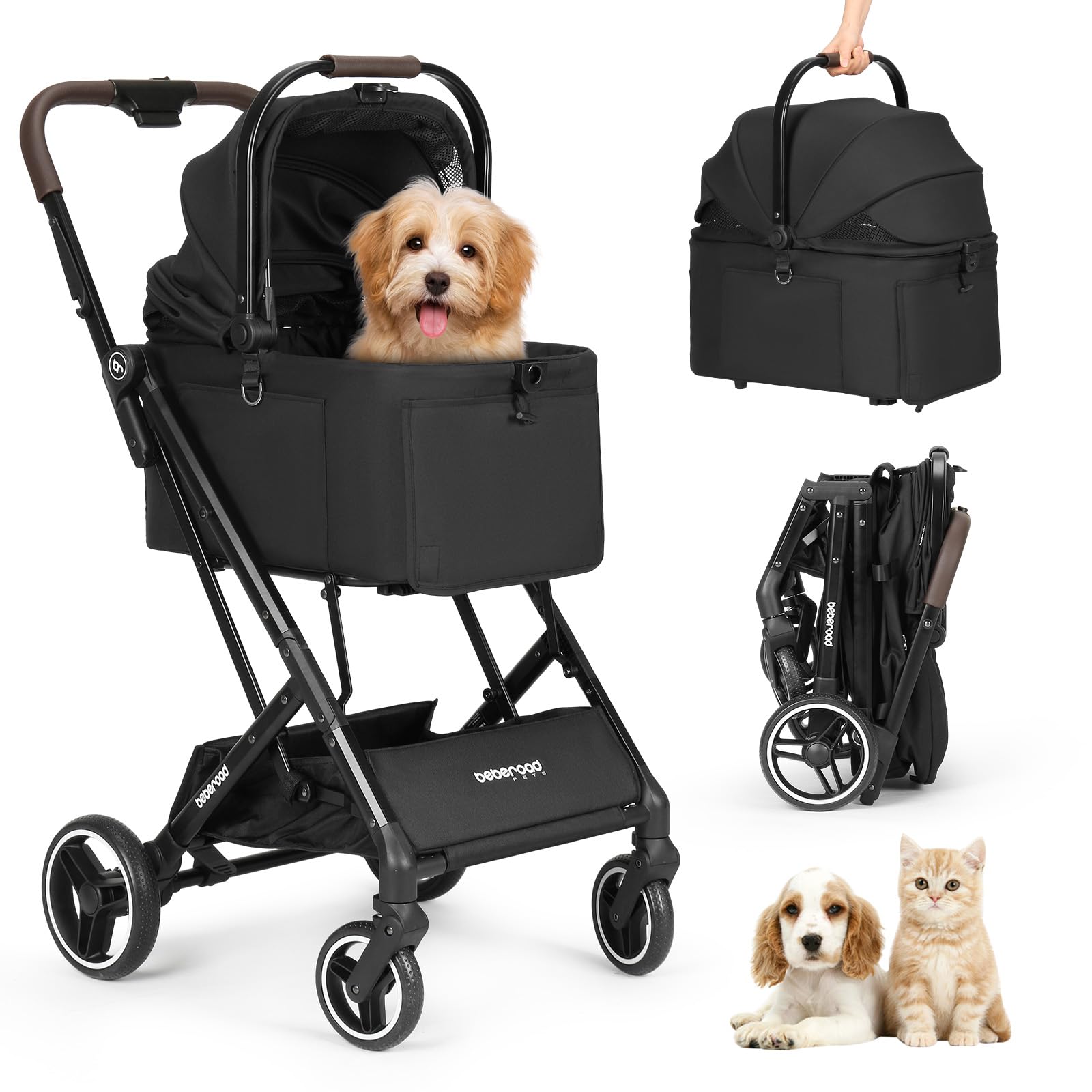 Amazon | BEBEROAD PETS X2 ペットカート 猫 小型犬 バギー 折りたたみ