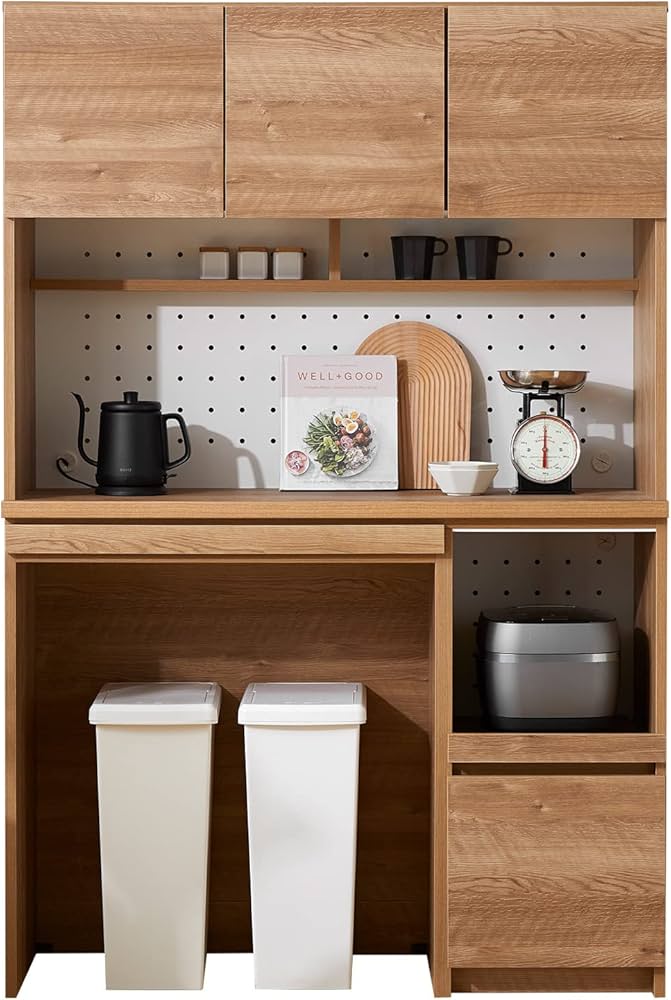 Amazon｜LOWYA ロウヤ 食器棚 完成品 キッチン収納 ゴミ箱 おしゃれ