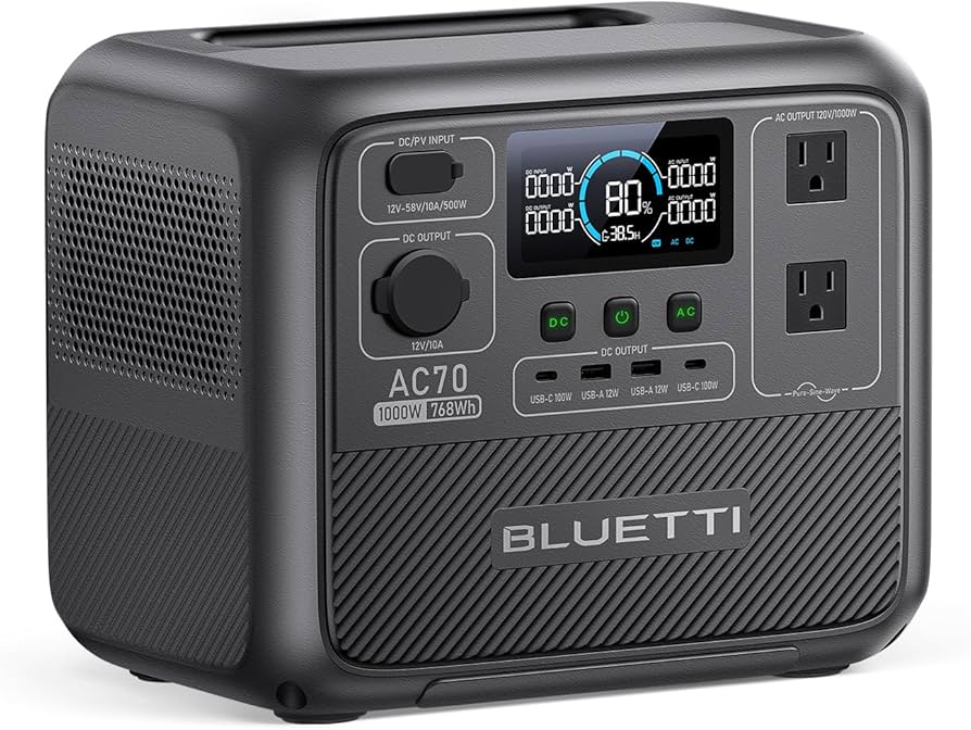 Amazon.com : BLUETTI AC70 Portable Power Station, 768Wh Solar