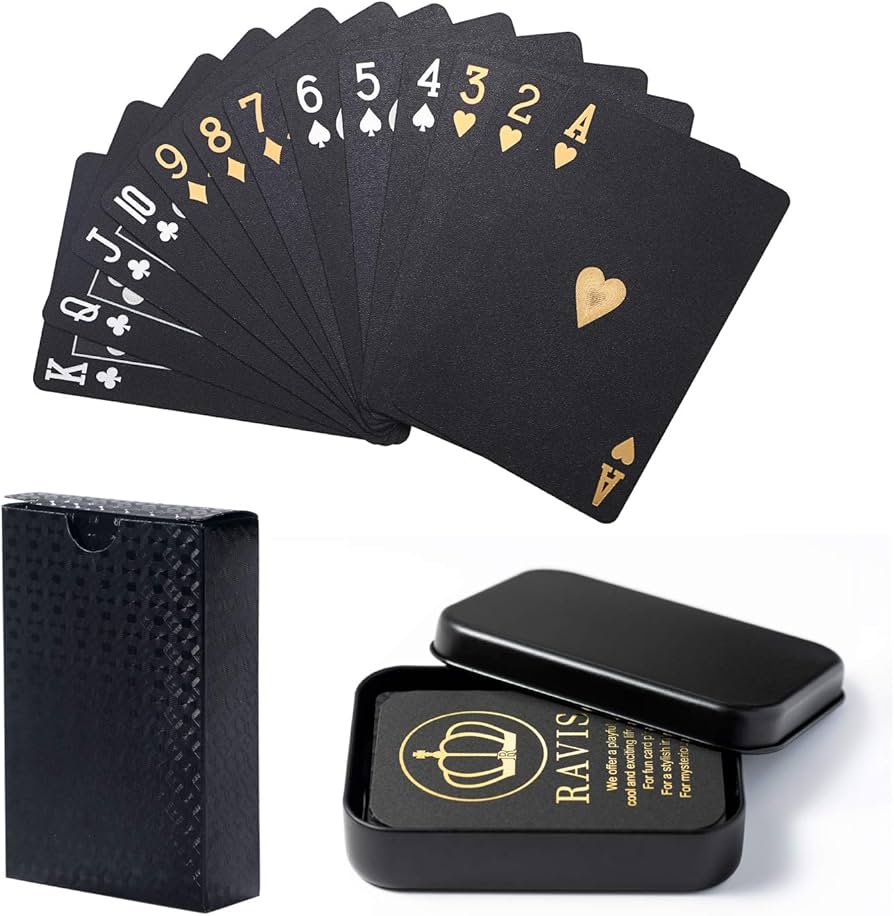 Amazon | RAVIS トランプ プラスチック ブラック ゴールド 防水