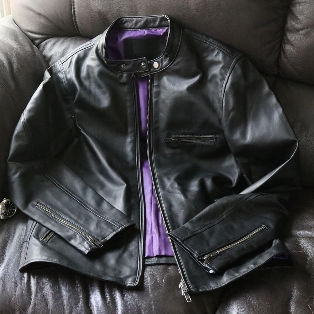 YJ125シングルライダースL 山羊革 黒 エポレット 裏地カーキ YJ125