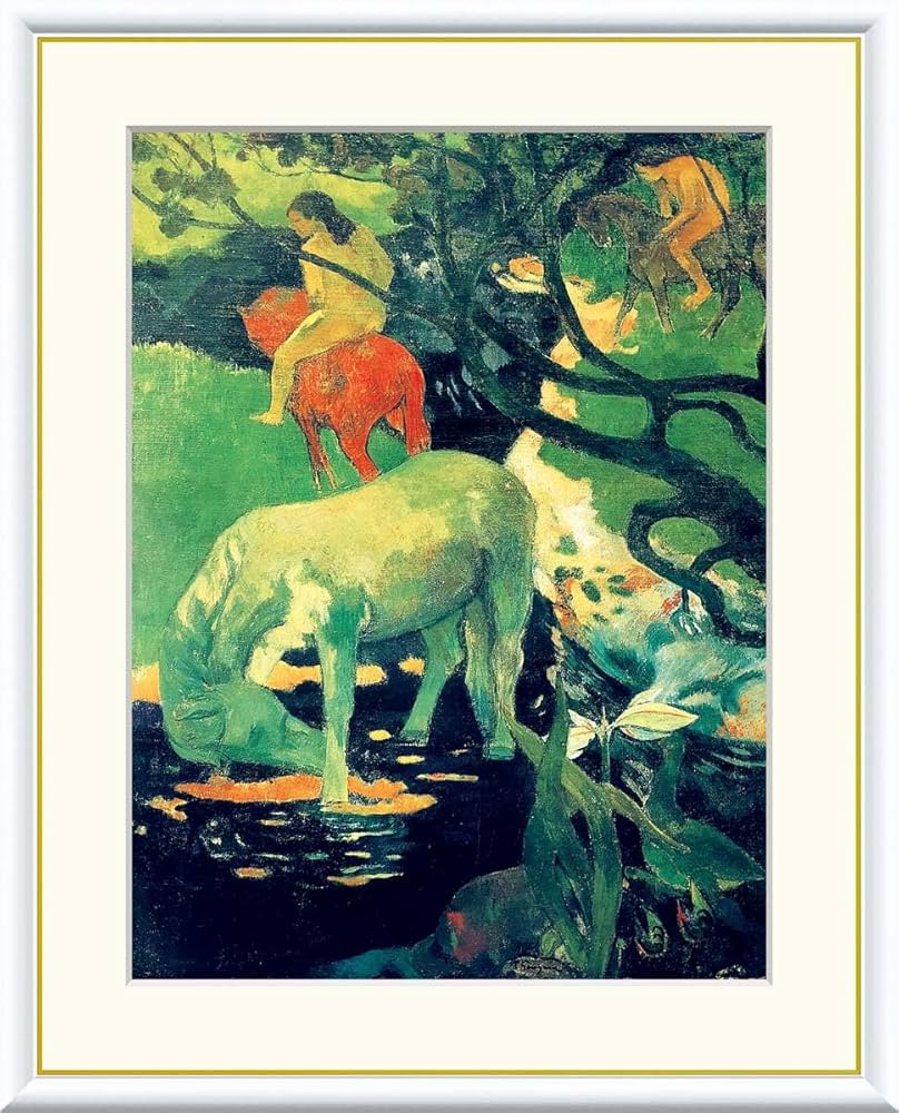 風景はタヒチかもしれない。ポール・ゴーギャン（1848-1903）の絵画