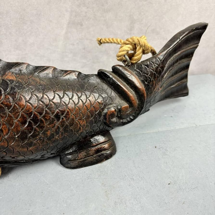 木彫囲炉裏自在鉤魚横木アンティーク和風インテリア全長約63センチ