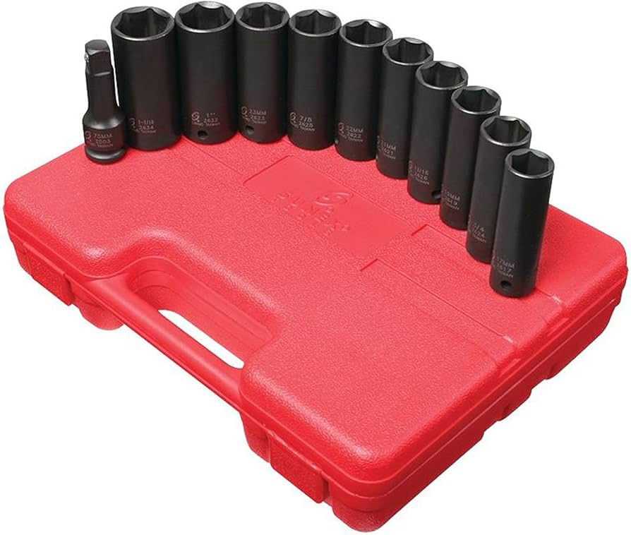 Sunex 2611 1/2-Inch Drive Extra Thin Wall Deep Impact Socket Set