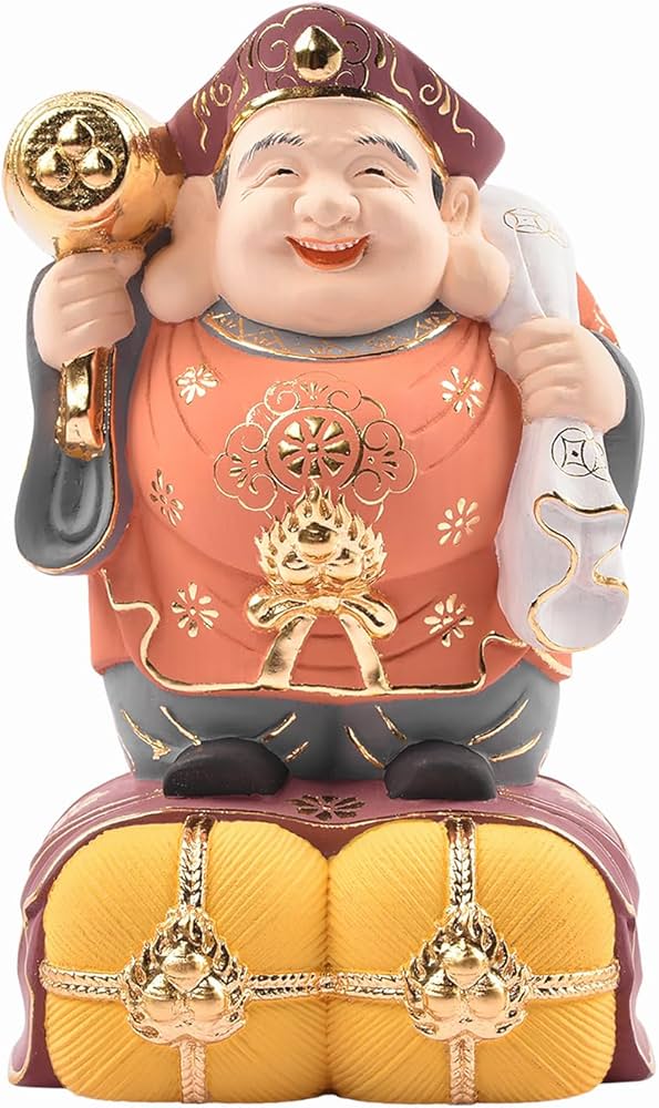 Amazon｜繁樓藝雕 七福神 大黒天 木彫り 桧木製 縁起物 玄関置物 開運