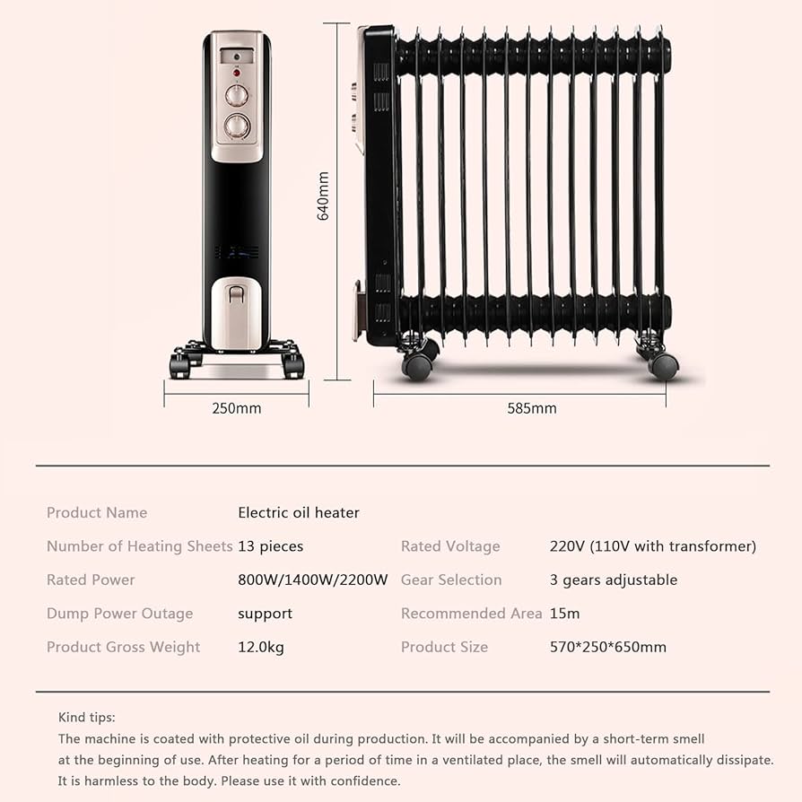 Amazon | オイルヒーター オイルフリーヒーター 2200W 13枚フィン