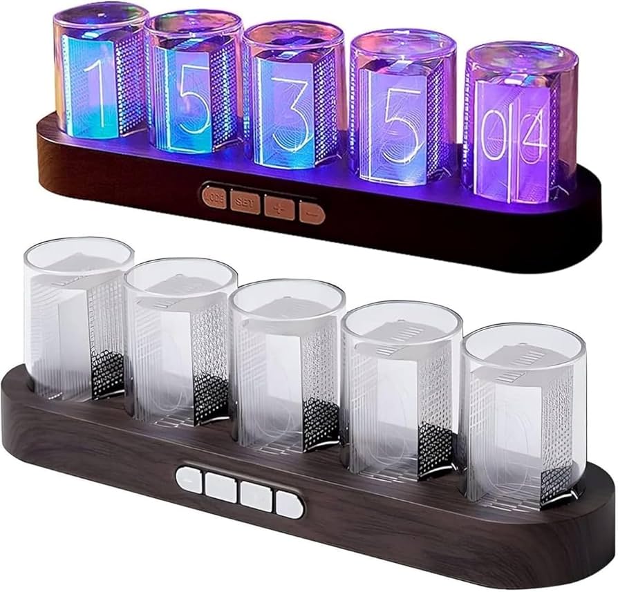 ニキシー菅時計のようなデザインのデジタル置き時計 ニキシー菅