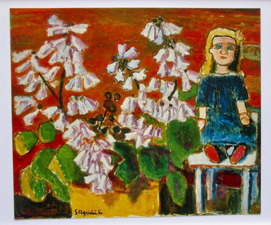 Amazon.co.jp: 鈴木信太郎 「人形と桐の花」 画集画 A4額入り : おもちゃ