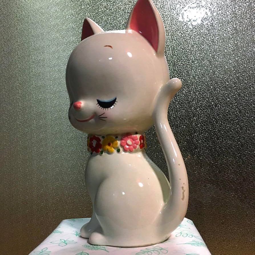 Amazon.co.jp: 内藤ルネ 猫 ネコ 貯金箱 陶器 レトロ 1970年代 当時物