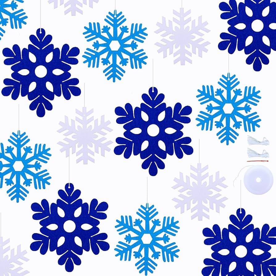 Amazon.co.jp: FAZHBARY 40個 ブルー 雪の結晶 オーナメント フェルト