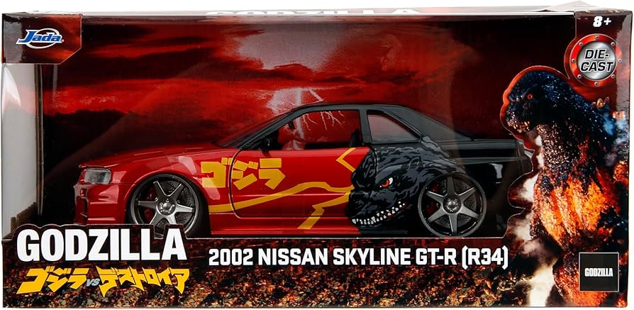 Amazon.com: Jada Godzilla 2003 Nissan Skyline GTR R34 – 1:24 Scale