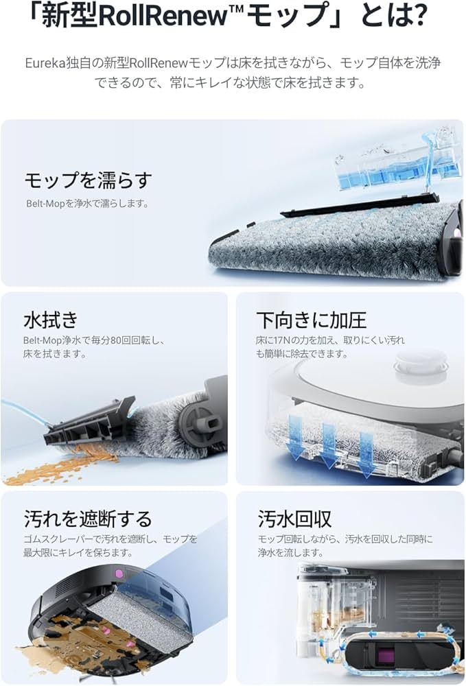 サイクロン式 E20PLUS ロボット掃除機 8000Pa強力吸引力 水拭き両用