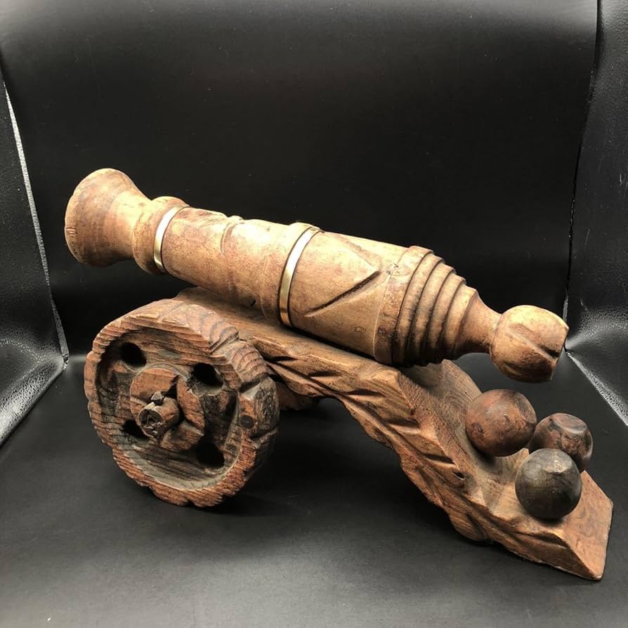 Amazon.co.jp: スペイン製木製大砲置物インテリア手作り長さ約47cm大型