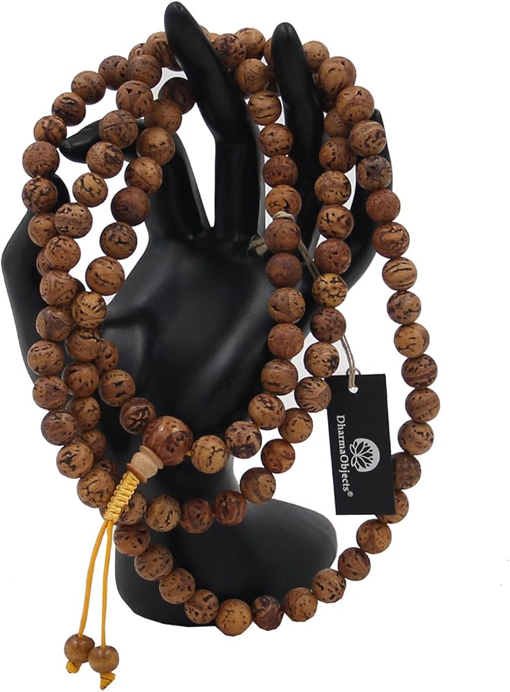 旧蔵チベット・古瑪瑙薬師珠念珠108粒×宝瓶天珠ネックレス・仏珠