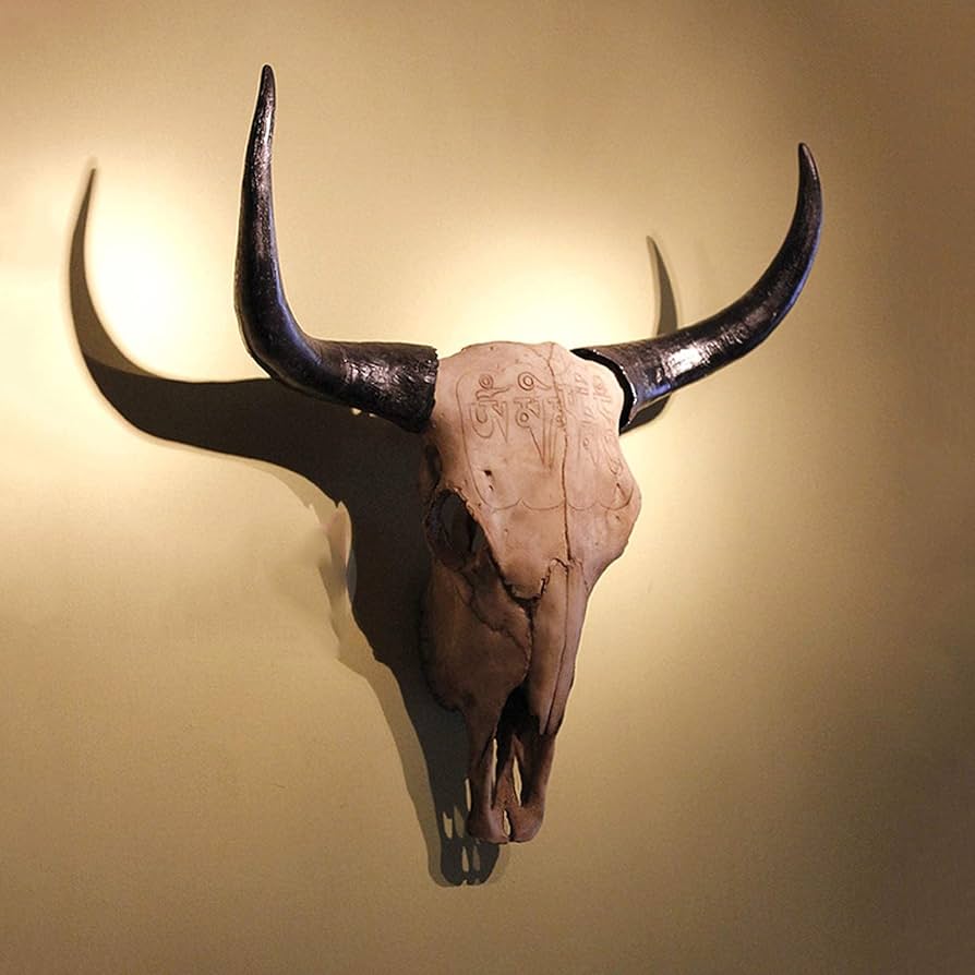 Amazon.co.jp: AMAZOM 牛の骨の彫刻家の装飾クラブバー樹脂動物の頭牛