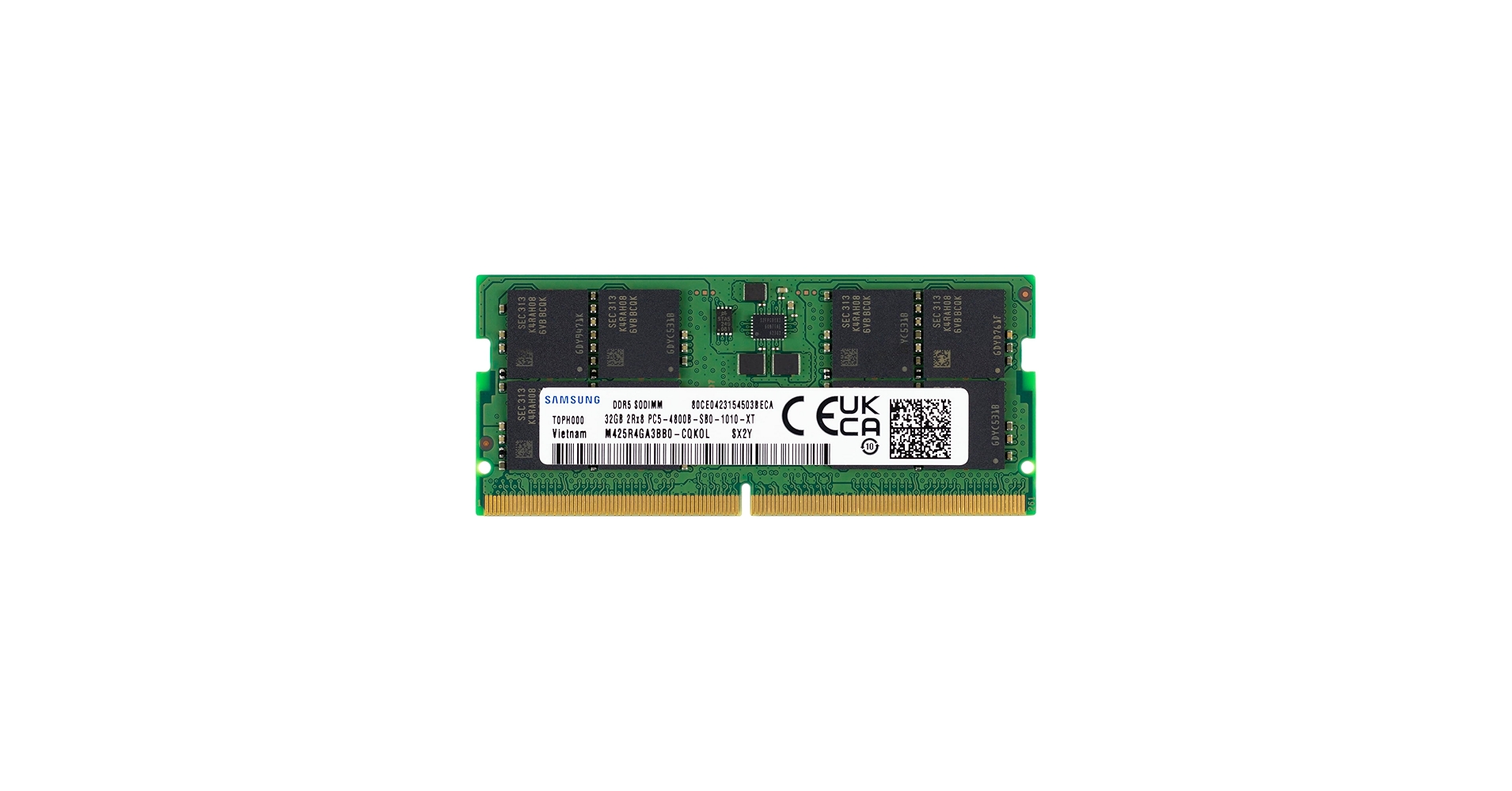 Samsung 32GB DDR5 4800MHz PC5-38400 CL40 SODIMM 2Rx8 Dual Rank 1.1