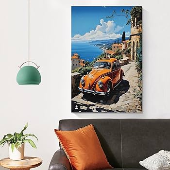 Amazon.co.jp: 北欧 自動車クラシックカー 抽象画 ポスター 印刷