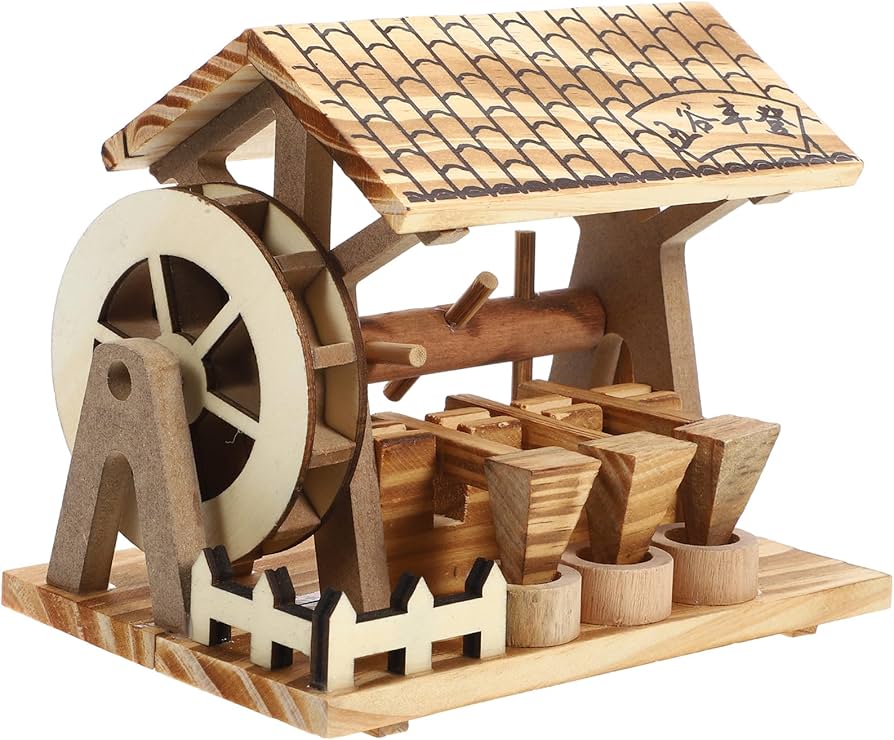 Amazon | 木製模型 水車 モデル 3D立体 ミニチュ 置物 飾り 工芸品