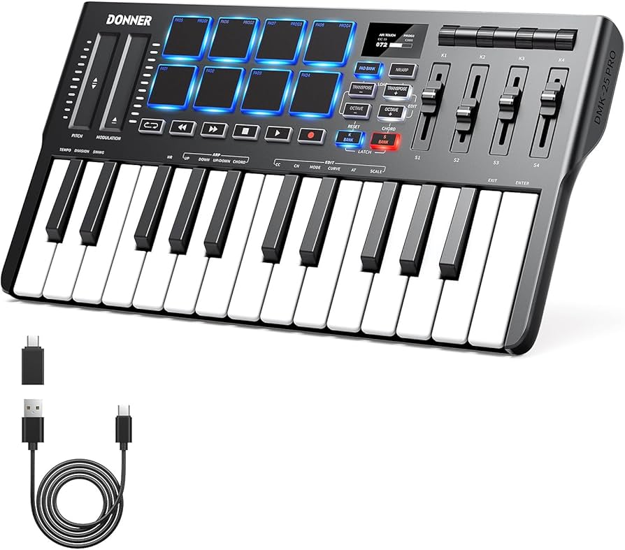 Amazon.com: Donner DMK25 Pro MIDI Keyboard Controller, 25 Mini Key
