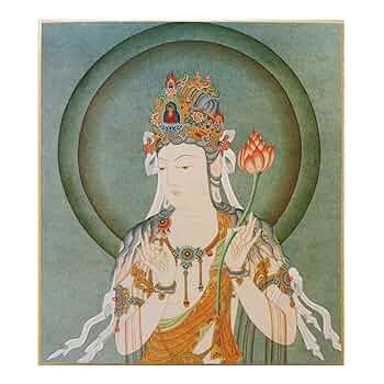 観音菩薩の絵と色札の額装 観音菩薩の絵と色札の額装 観音菩薩の絵と色