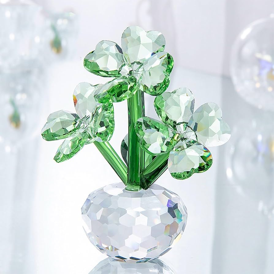 Amazon.co.jp: 開運クリスタルガラス グリーン ガラス花 ガラス