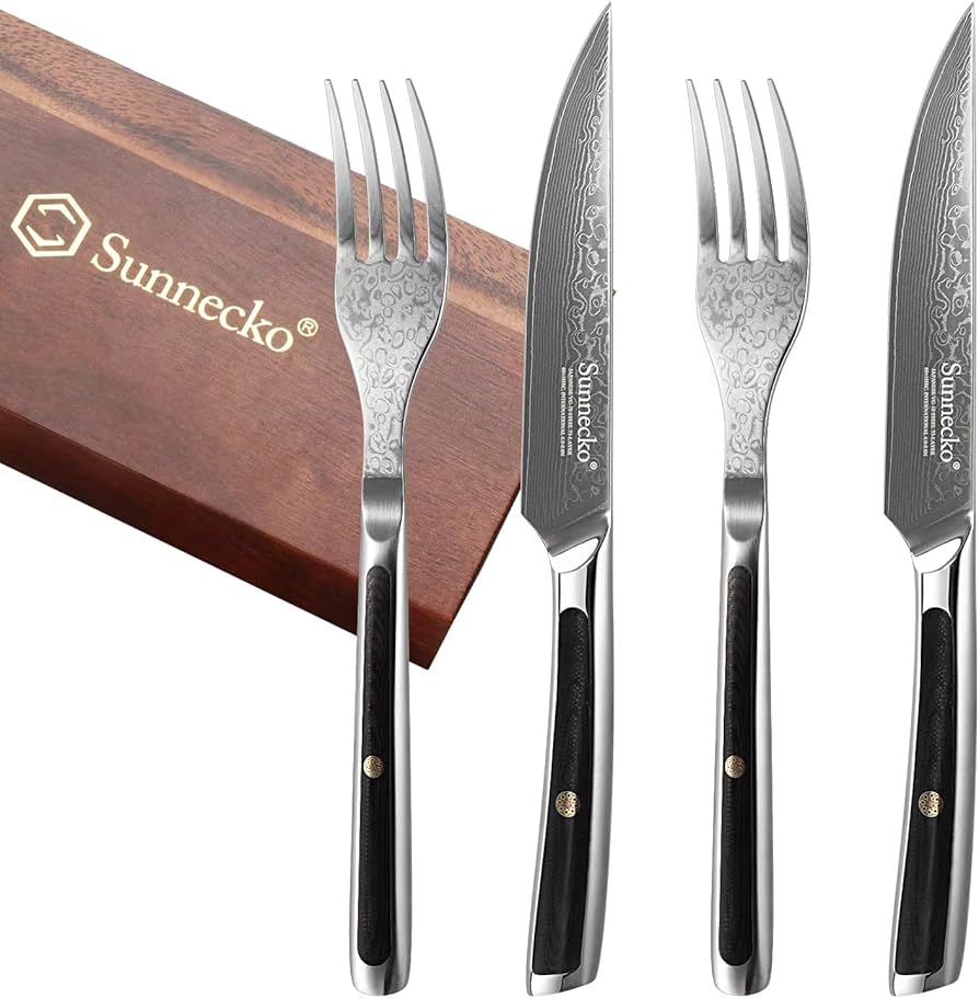 Amazon.co.jp: Sunnecko ステーキナイフ フォーク 4点セット 73層