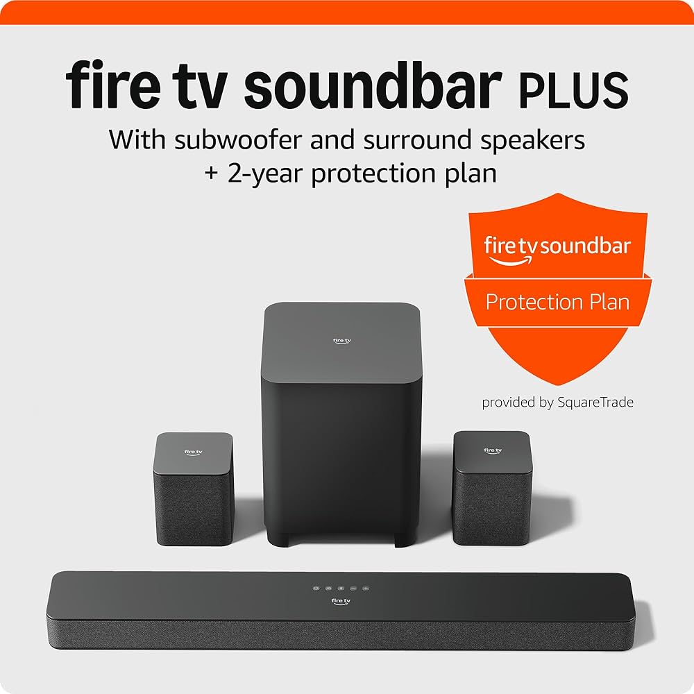 Introducing Amazon Fire TV Soundbar Plus with subwoofer and