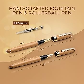 Amazon | ZenZoi 木製ペンセット - 竹万年筆 細字ペン先&ローラー