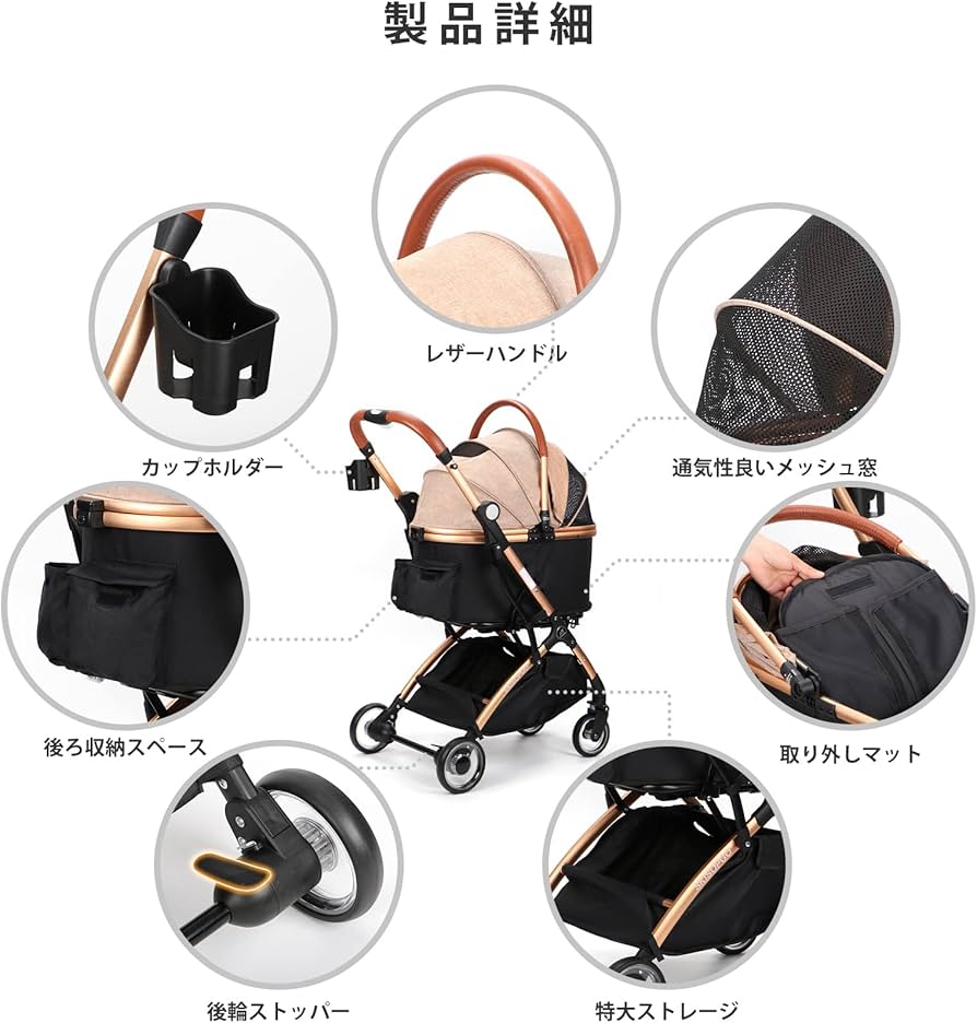 Amazon.co.jp: SKISOPGO ペットカート 小型犬 分離型 犬用バギー