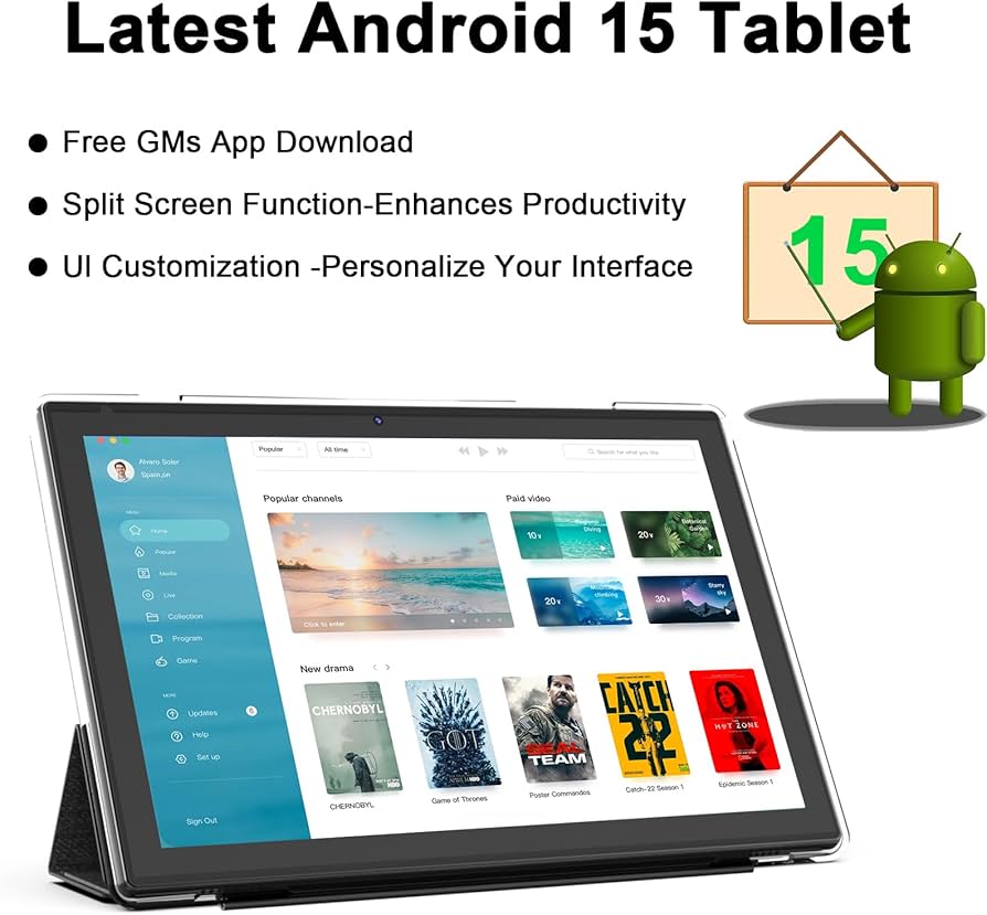 Amazon.com : Android 15 Tablet, 10 inch 2 in 1 Tablets with